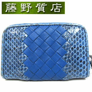 ボッテガヴェネタ BOTTEGA VENETA ラウンドファスナーカードケース ブルー　8228