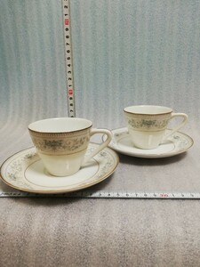 CS6172.【未使用】アンティーク Noritake ノリタケ　オールドノリタケ　カップ ソーサー　NOBLE 花柄 金彩 2客/60