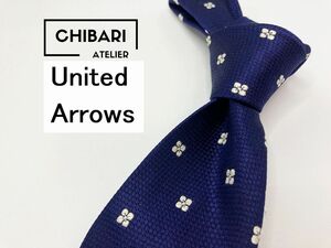 【超美品】United Arrows　Nicky　ユナイテッドアローズ　ニッキー　ドット柄 ネクタイ 3本以上 送料無料 メンズ ネイビー　1105268