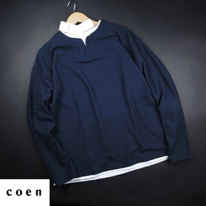 新品 ■ ユナイテッドアローズ コーエン coen フェイクレイヤードロングTシャツ390/紺/【L】