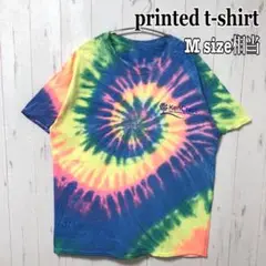 タイダイTシャツ マルチカラー レインボー 派手KenCrest M相当 古着