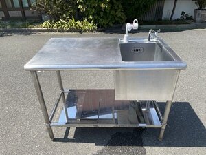 §綺麗【業務用 ステンレス作業台付きシンク 流し台 1槽シンク 調理台 間口105×奥行60　厨房用品 キッチン用品 飲食店】P09065