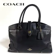 【美品】COACH レザー ハンドバッグ A4収納可能 ブラック ゴールド金具