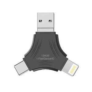 ● [Apple MFi認証] 2023新版 128GB 3in1 USB3.0メモリ for Lightning/USB C/Micro USB フラッシュメモリ