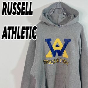 RUSSELLATHLETIC ラッセルアスレティック メンズ ヴィンテージ デカロゴ プリント プルオーバーパーカー フーディー グレー L 古着 #TB0658