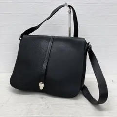 ゆ112★ FURLA レザー ショルダーバッグ 斜めがけ ブラック レディース