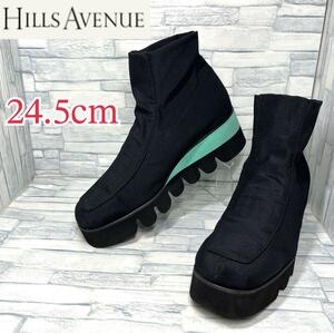 【美品 】HILLS AVENUE ヒルズアベニュー ストレッチブーツ ウェーブソール ブラック 24.5c