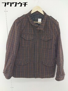 ■ BOYCOTT ボイコット チェック 中綿 ジップアップ 長袖 ジャケット サイズ 3 ブラウン ブラック マルチ メンズ