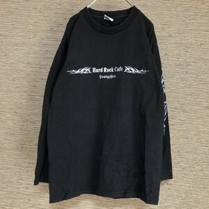 ハードロックカフェ 長袖Tシャツ　ロンT　デカロゴ　黒　guangzhou 広州71 古着　入手困難　激レア　人気 ビッグロゴ　袖ロゴ スリーブロゴ