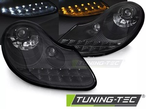 97-04 Boxster ボクスター 986 / 97-01ポルシェ 996 911 左右 LED プロジェクタヘッドライト フル ブラック