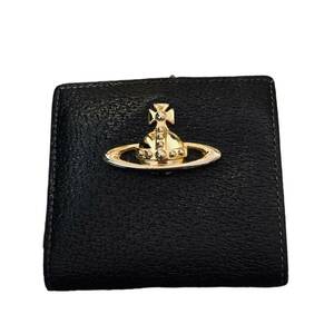 ◆中古品◆Vivienne Westwood ウォレット 二つ折り財布 ブラック 小銭入れあり がま口 ブランド小物 本体のみ kyE7306NN