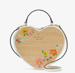 2024春夏新作　日本未発売(*^^*)　Kate Spade Love Shack Rattan Heart Crossbody　KG740　本物をお届けします♪