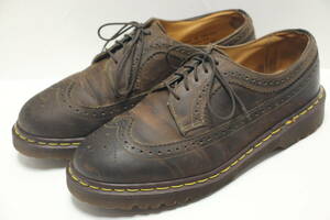 ドクターマーチン　ロングウイングチップ革靴◆27.5-28cm◆UK9◆英国製◆ENGLAND製◆DR.MARTENS◆5ホール レザーシューズ◆USA購入