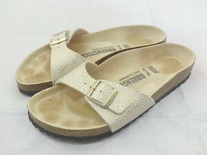 ◇ BIRKENSTOCK Plage別注 21SS MADRID シャイニー パンソン柄 サンダル サイズ 24.5 ベージュ レディース P