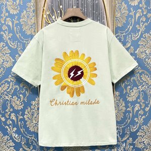 定価2万★christian milada・ミラノ発・半袖Tシャツ★人気 薄手 ゆったり 快適 スウェット デイジー柄 可愛い 定番 男女兼用 レジャー M/46