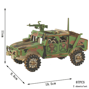 木製 3D 立体パズル 模型 キット Warrior Hummer ウッド パズル 趣味 大人 知育 玩具 インテリア 装飾 ハマー