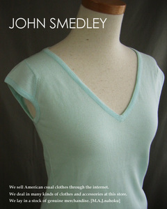 188新品★JOHN SMEDLEY ジョンスメドレー★パフスリーブＶネックニット★水色★XS★WOMENS