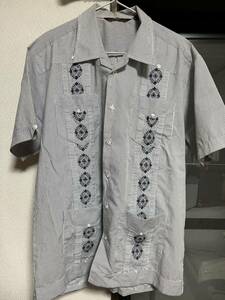 vintage キューバシャツ　Cuba shirt 襟芯入り　刺繍　柄 50s 60s 70s 80s 古着　ヴィンテージ