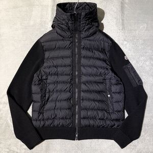 2XL★MONCLER MAGLIONE TRICOT CARDIGAN モンクレール マグリア カーディガン ダウンジャケット パーカー ニット 切替 ハイブリッド 黒 3L