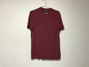 本物ジョルジオアルマーニGIORGIOARMANIレーヨンストレッチ半袖Tシャツメンズサーフアメカジスーツ2XL赤ワインレッド52イタリア製