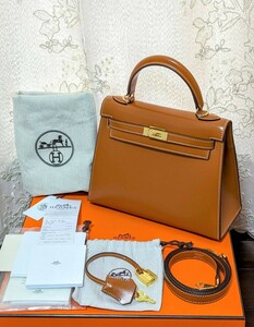 【1円スタート】並行輸入品 HERMES ケリー25 フォーブ BOXカーフ ゴールド金具 付属品あり！新品 