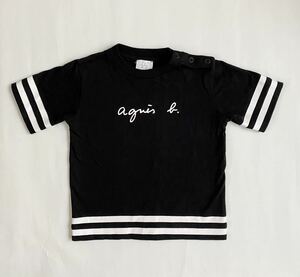 agnes b.SBZ8 E TS スポーティーロゴTシャツ2ans ベースボールウェア半袖ロゴTシャツ アニエスベー90cm 2.3歳ブランドロゴ リンクコーデ