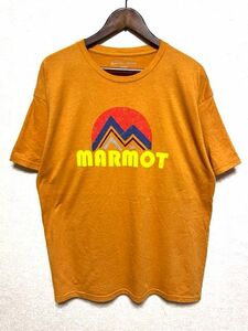 ★美品★Marmot×thread 半袖 プリント Tシャツ サイズXL★オレンジ系 マーモット 丸首 クルーネック アウトドア キャンプ 夏物 トップス