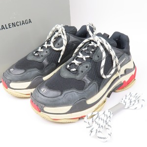 96133★1円スタート★BALENCIAGA バレンシアガ 靴 シューズ トリプルS 厚底 41 27cm スニーカー スウェード ラバー メッシュ ブラック