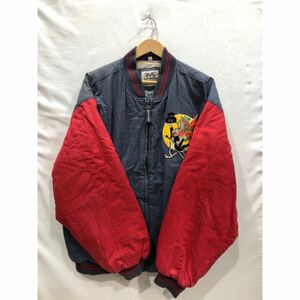 【MIRAGE】LOONY TUNS Character Wappen Design Blouson Jacket ミラージュ XLサイズ BLU スタジャン ts202404