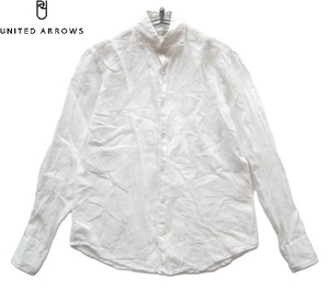 美品!!ユナイテッドアローズ UNITED ARROWS*麻100% 清涼リネンシャツ S 白 ホワイト