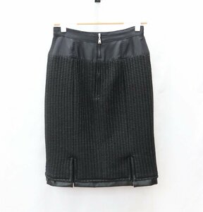 【中古美品】Louis Vuitton ルイヴィトン レディース タイトスカート 黒 サイズ36 S～M ウール シルク混 裏地総柄