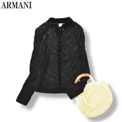 【イタリア製】 アルマーニ ARMANI ニット ジャケット 40 ブラック ♪