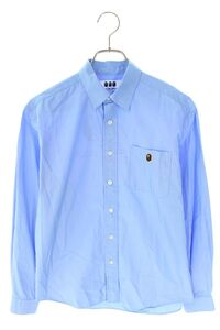 アベイシングエイプ コムデギャルソン 21SS 001SHH221905X/POPLIN SHIRT サイズ:S バック大猿プリント長袖シャツ 中古 FK04