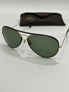 【美品】Ray-Ban/レイバン B&L/ボシュロム製 レザー巻き サングラス アイウェア グリーン パイロットサングラス 