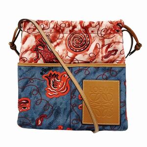 【美品】ロエベ LOEWE パウラスモール ドローストリングポーチ ショルダーバッグ ショルダーポーチ