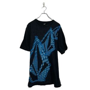 VOLCOM 半袖 プリント Tシャツ ポルコム L ブラック ロゴ クルーネック 古着卸 アメリカ仕入 a607-6494