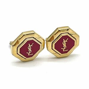 1円 美品 Yves Saint Laurent イヴサンローラン YSL ロゴ イヤリング ゴールド GP ヴィンテージ アクセサリー