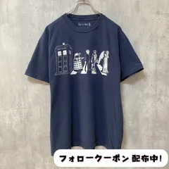 古着 used　BEATLESパロ風　半袖プリントTシャツ　ネイビー　紺　レトロ　デザイン　個性的　クルーネック　春夏服　メンズ　レディース