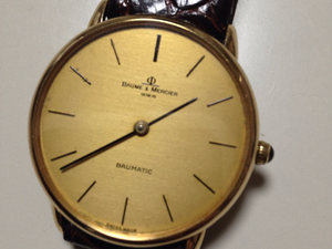 ◆BAUME & MERCIER ボーム&メルシエ GENEVE BAUMATIC vintage Yellow Gold 薄型自動巻き USED超レア