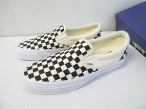 ◆VANS バンズ 新品箱付き slip-on reissue 98 チェッカー スリッポン スニーカー 黒白 サイズ10.5