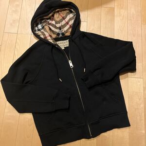 BURBERRY バーバリー 黒 ジップアップパーカー　レディースSサイズ