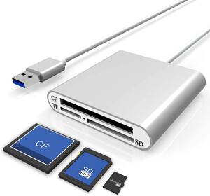 Cateck アルミ製USB3.0 カードリーダー ３スロットSD、CF、microSD|TFカード対応