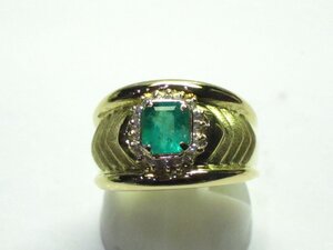 ★オシャレ■稀少特価品■指輪■千恵作■エメラルド０．９７ｃｔ■ダイヤ合計０．１８ｃｔ■K１８■９．３ｇ■１８号くらい■中古美品★