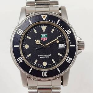 1円~【実動】タグホイヤー TAG HEUER Professional 200M WD1210-6-20 クォーツ メンズ腕時計 ブラック文字盤 ラウンド デイト 3針 J114757