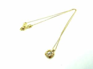 ■美品■ NINA RICCI ニナリッチ ラインストーン ロゴモチーフ ネックレス ペンダント アクセサリー レディース ゴールド系 DF0055