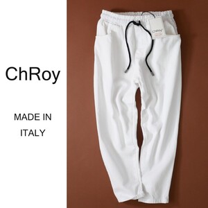 dr120●M●L●XXL●選択可●ミラノの街着ブランド●ChRoy「クロイ」●今季秋冬の生地厚●ドローストリングホワイトデニムパンツ