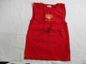 BD598【Red・レッド】ロゴ刺繍　ジャンバースカート　女児　赤　90