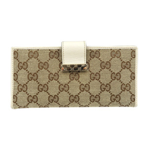 新品同様 グッチ コンチネンタルウォレット 212096 GGキャンバス ゴールド金具 ベージュ 長財布 0081 GUCCI