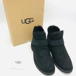 【保管品】【美品】UGG アグ Mckay マッケイ アンクルブーツ ショート ブーツ 靴 ブラック スエード ムートン レディース 箱付/ ot-0594-sw