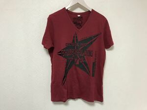 本物ディーゼルインダストリーズDIESELコットンVネックプリントTシャツメンズビジネススーツアメカジサーフ赤レッドXS